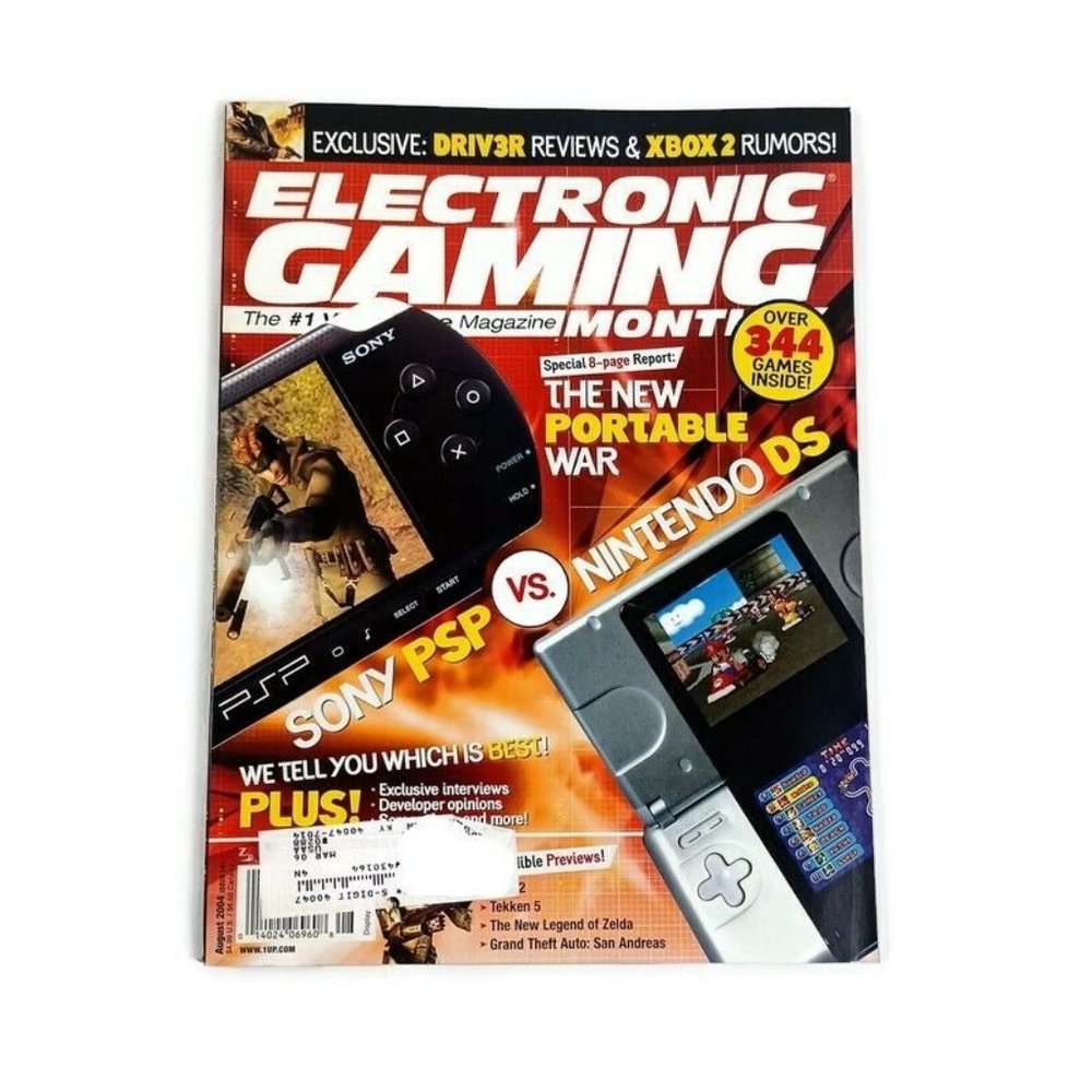 Electronic Gaming Monthly Magazine Portable War PSP Vs DS 181 Aug 04 *MINOR WEAR